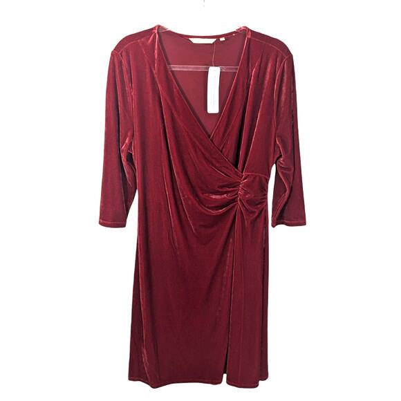 Soft Surroundings Hyannis Velvet Surplice V-Neck Red Dahlia Dress Size XL NWT - Picture 1 of 9